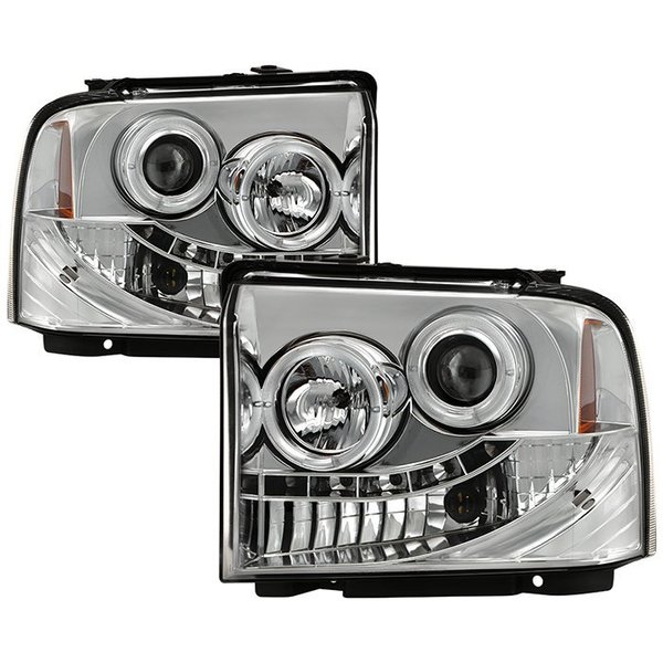 Spyder Automotive 05-07 F250/F350/F450 SD PROJECTOR HEADLIGHTS-LED HALO- LED(REPLACEABLE LEDS)- DRIVE/PASS 5010551